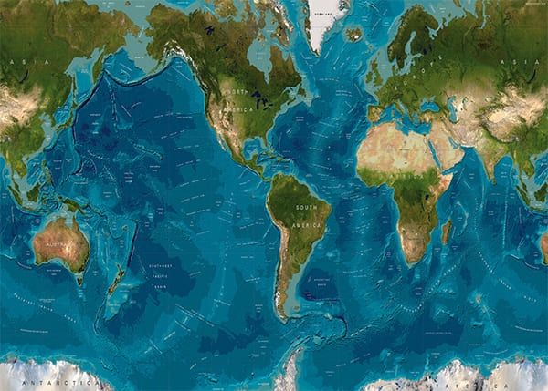 Фотообои Реалистичная карта мира
