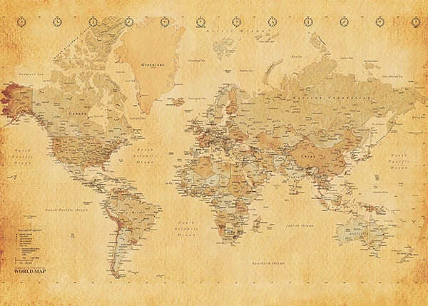 Фотообои Карта мира древняя