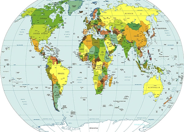 Фотообои Современная карта мира