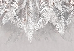 Флизелиновые фотообои перья и листья на стену