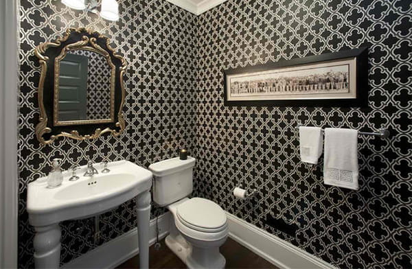Черный классический стиль интерьера ванной комнаты