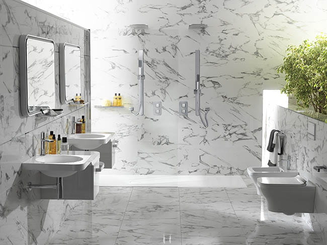 Фотообои белые для ванной комнаты в классическом стиле