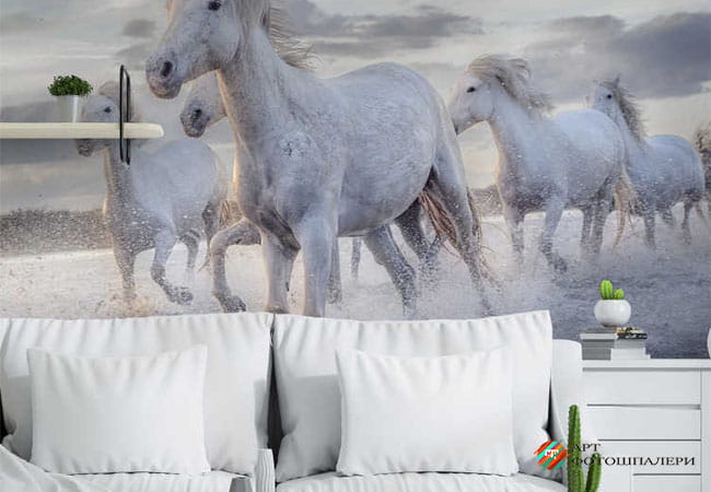 Флизелиновые фотообои с лошадьми на стену