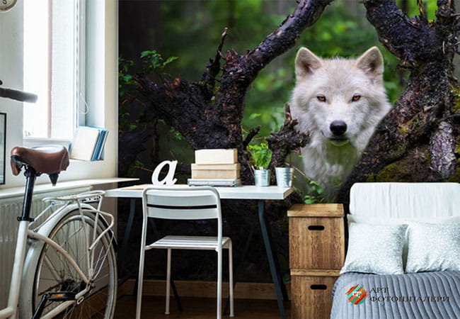фотообои с волками и животными в интерьере