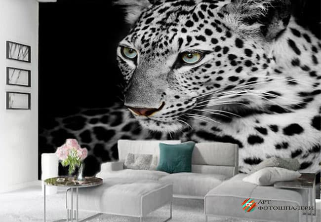 Фотообои леопард в интерьере