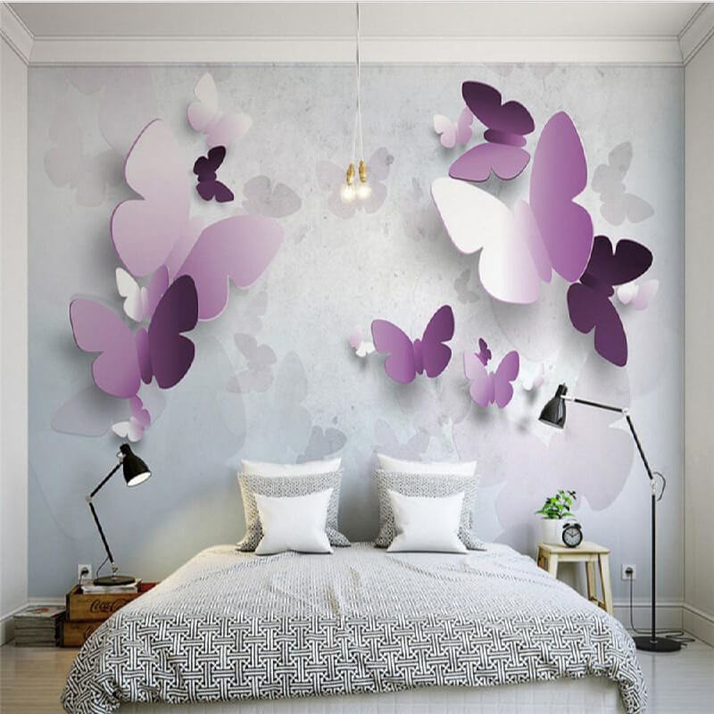 3д фотообои бабочки в спальне фото