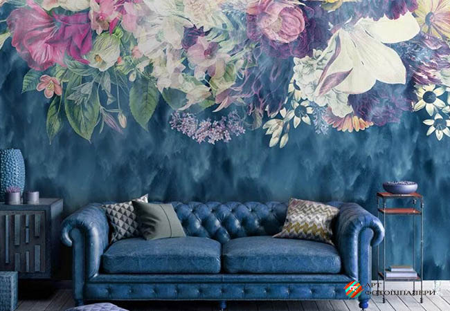Фотообои для стен с цветами нарисованные акварелью