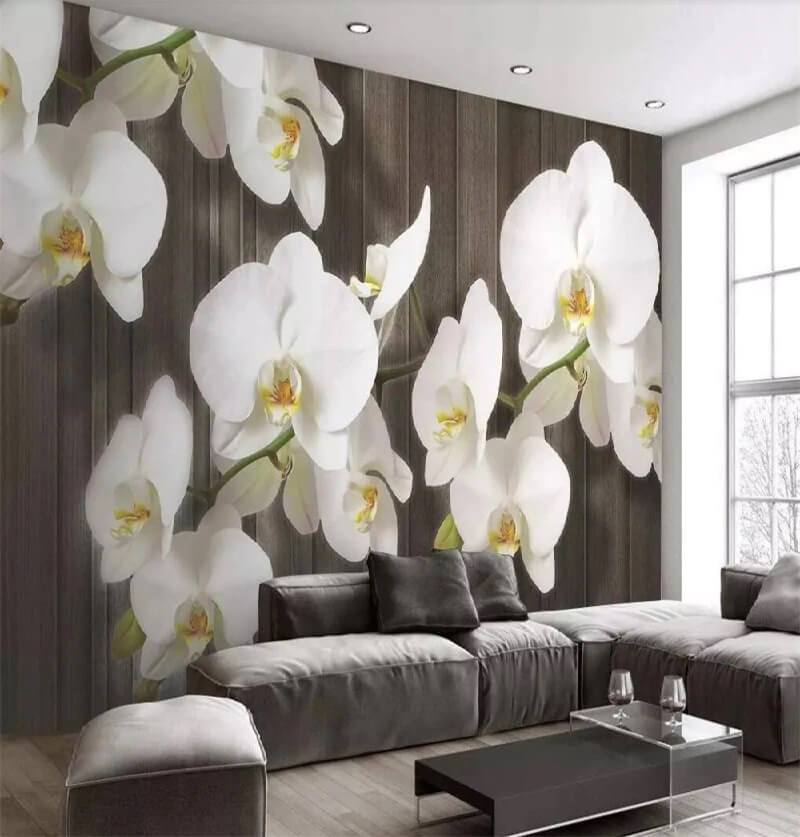 фотообои 3д орхидеи в спальне фото