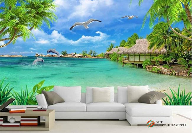Флизелиновые фотообои море пляж в гостиную